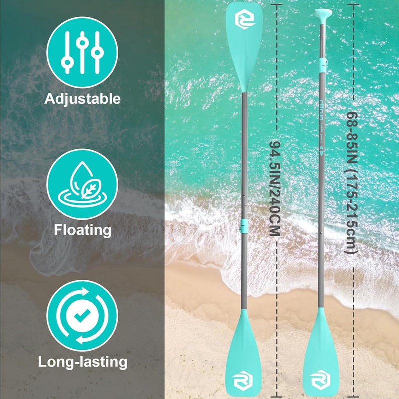 rillrun Store SUP Paddle - Paddle Board Paddle 4 Piece Stand Up Paddleboard Paddles Lightweight Floating Kayak Paddle - Light Blue - Lake Green - Light Green - Image 5